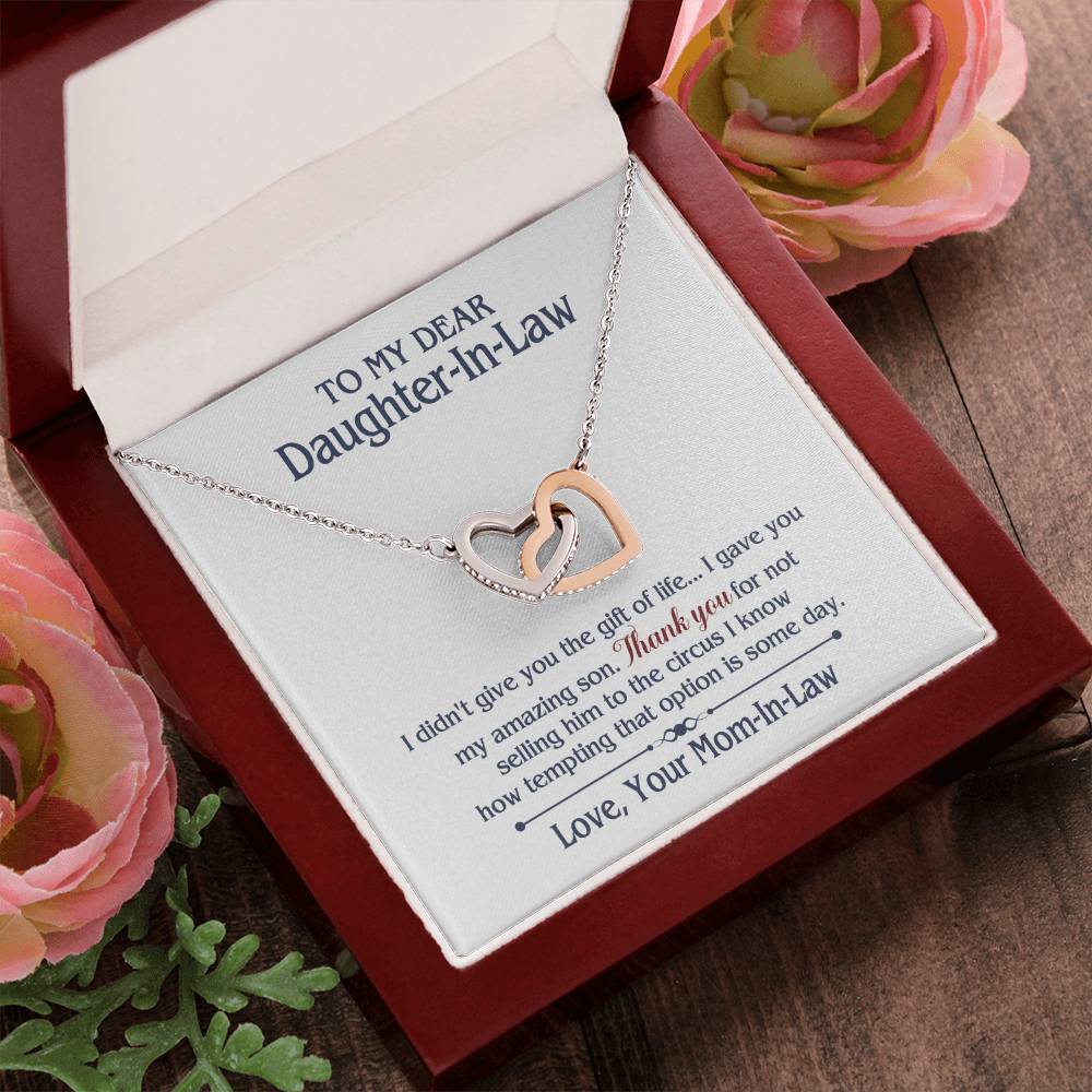 ONLY LED - TO MY DAUGHTER IN LAW CIRCUS INTERLOCKING HEARTS NECKLACE GIFT SET