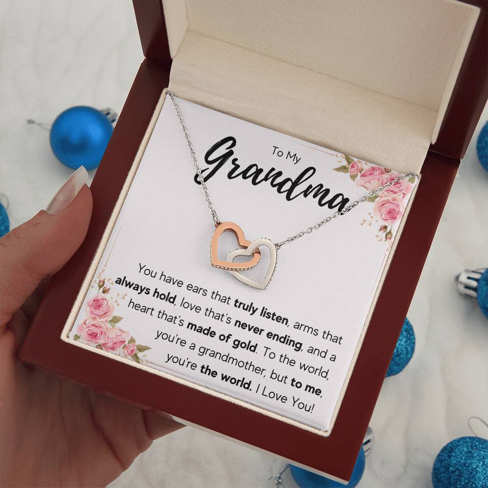 TO MY GRANDMA NEVER ENDING INTERLOCKING HEARTS NECKLACE GIFT SET