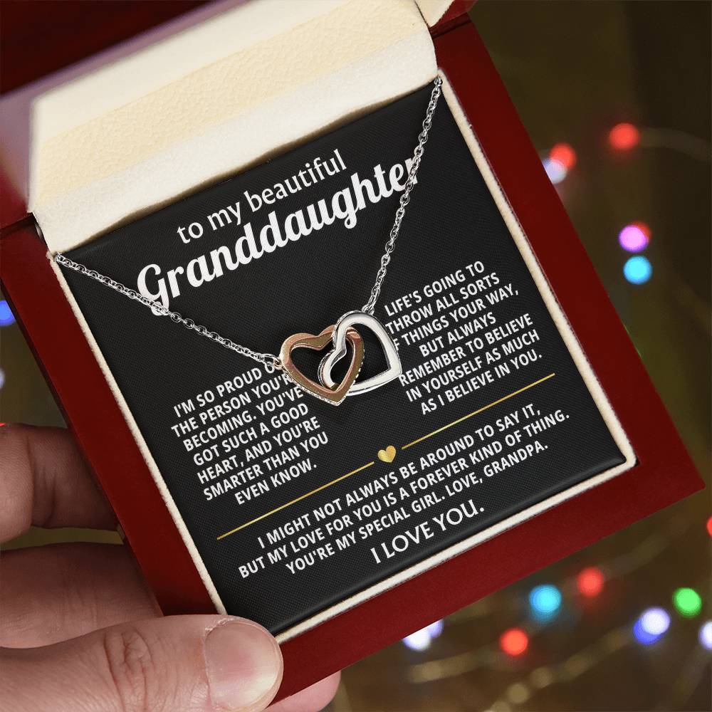 To My Dearest Granddaughter, My love for you is forever. — [Lux] - Interlocking Hearts Necklace