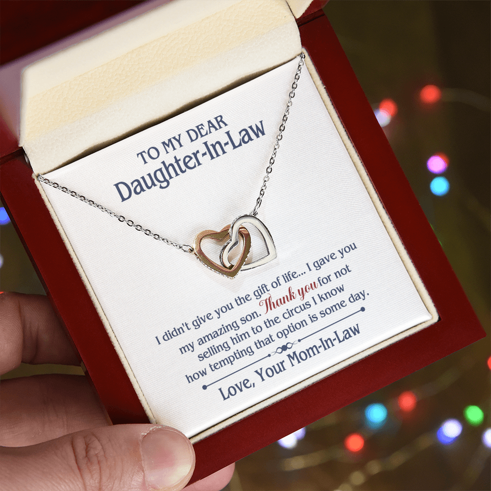 ONLY LED - TO MY DAUGHTER IN LAW CIRCUS INTERLOCKING HEARTS NECKLACE GIFT SET