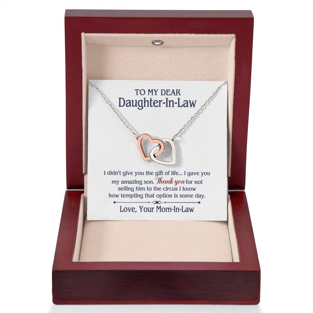 ONLY LED - TO MY DAUGHTER IN LAW CIRCUS INTERLOCKING HEARTS NECKLACE GIFT SET
