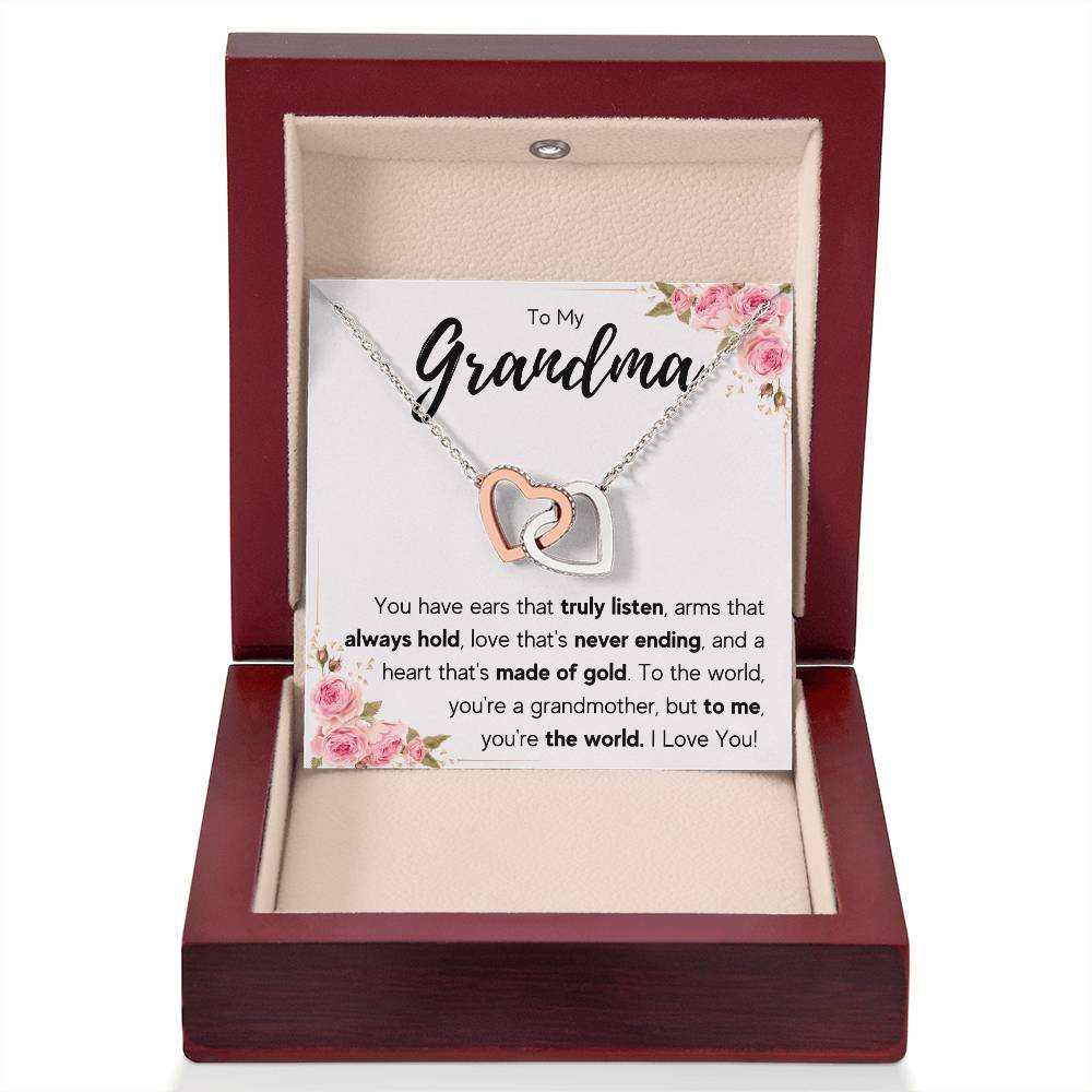 TO MY GRANDMA NEVER ENDING INTERLOCKING HEARTS NECKLACE GIFT SET