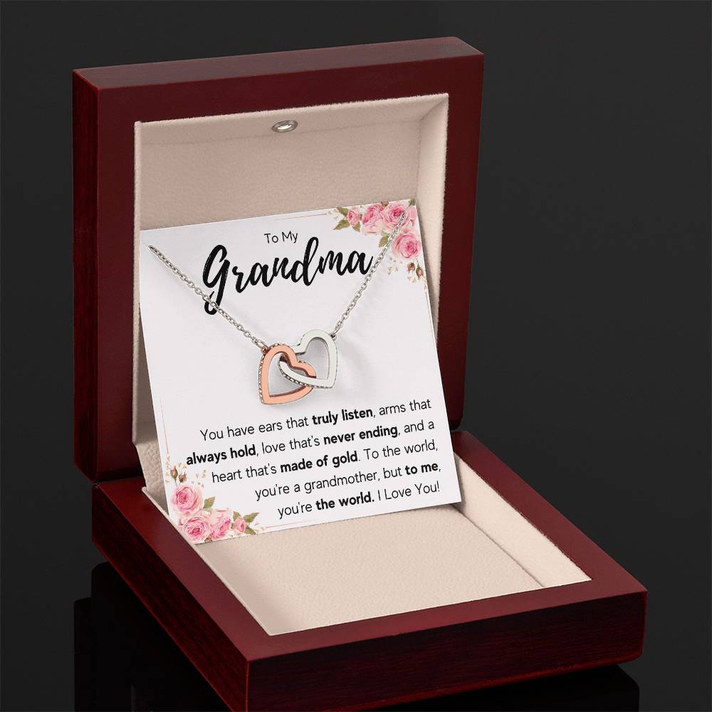 TO MY GRANDMA NEVER ENDING INTERLOCKING HEARTS NECKLACE GIFT SET