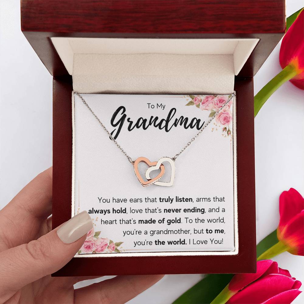 TO MY GRANDMA NEVER ENDING INTERLOCKING HEARTS NECKLACE GIFT SET