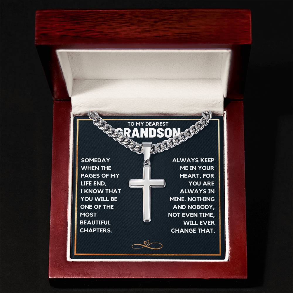 TO MY GRANDSON CHAPTERS CROSS CHAIN GIFT SET