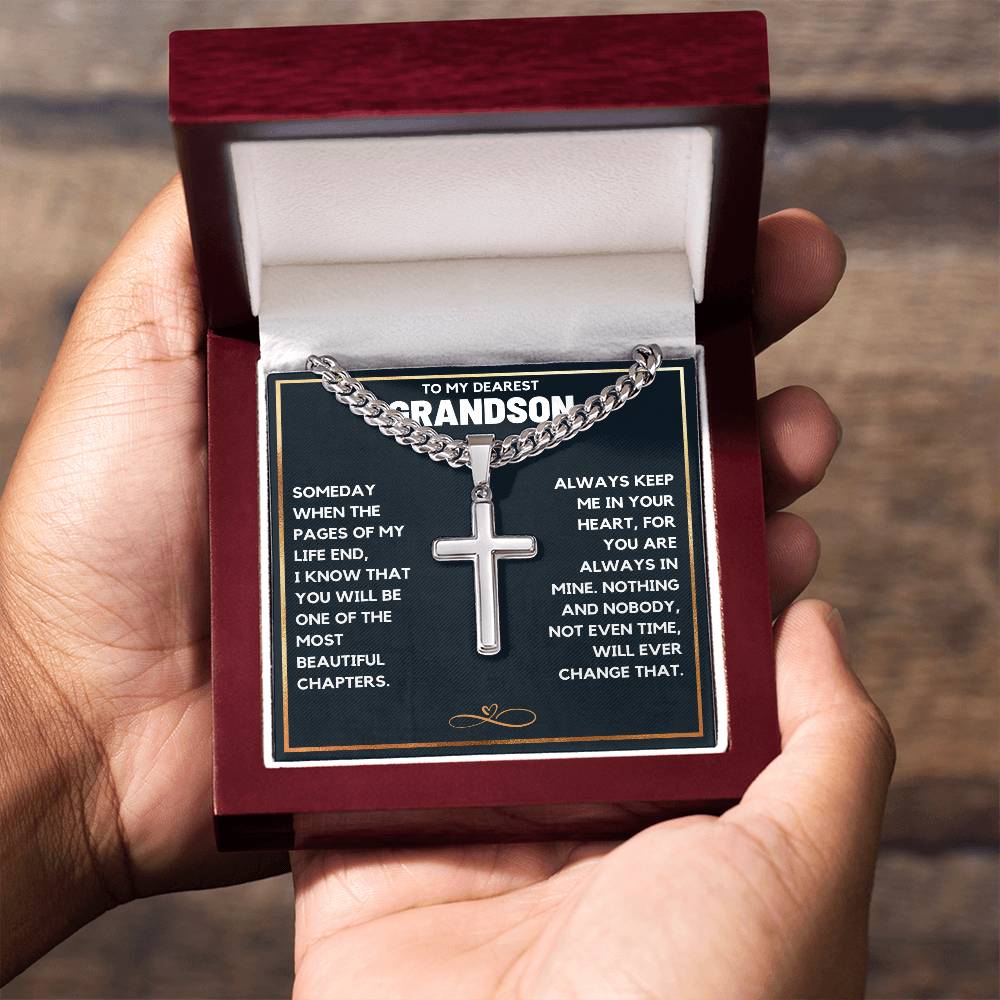 TO MY GRANDSON CHAPTERS CROSS CHAIN GIFT SET