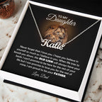 TO MY DAUGHTER OLD LION NAME NECKLACE GIFT SET