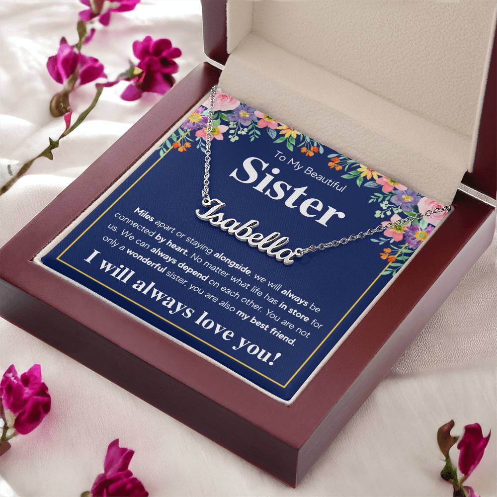 TO MY SISTER CONNECTED NAME NECKLACE GIFT SET