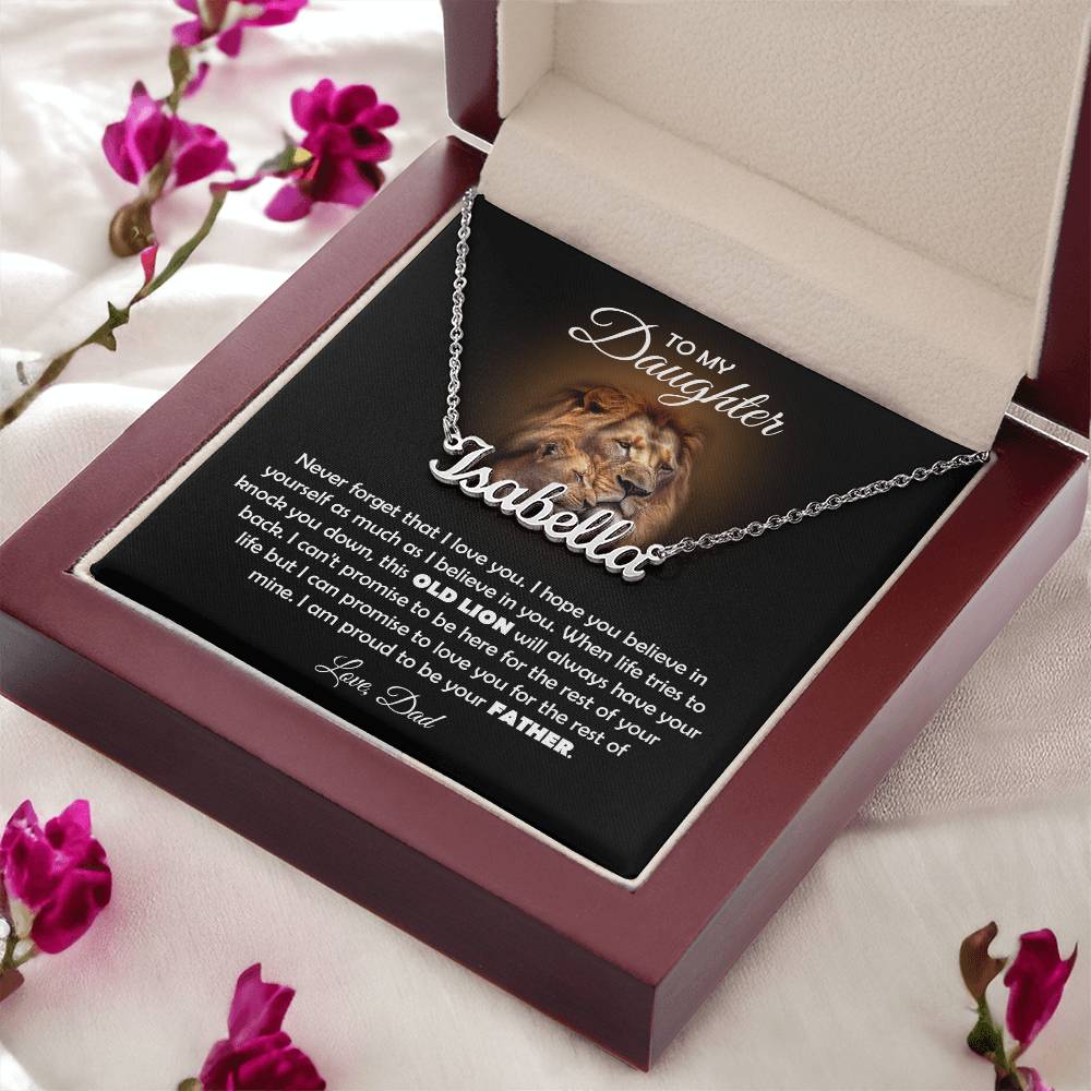 TO MY DAUGHTER OLD LION NAME NECKLACE GIFT SET