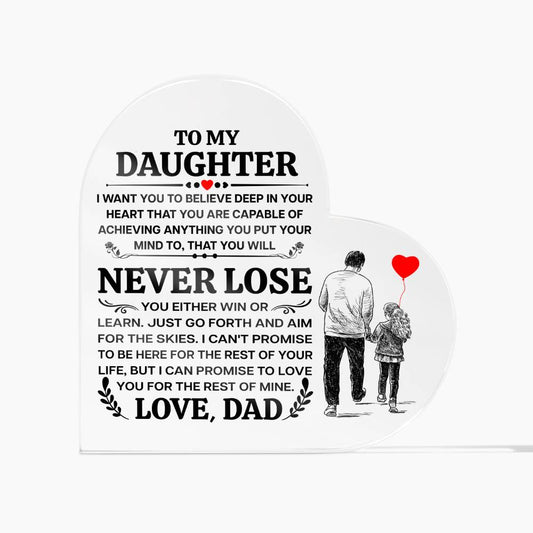 TO MY DAUGHTER PROMISE HEART ACRYLIC PLAQUE