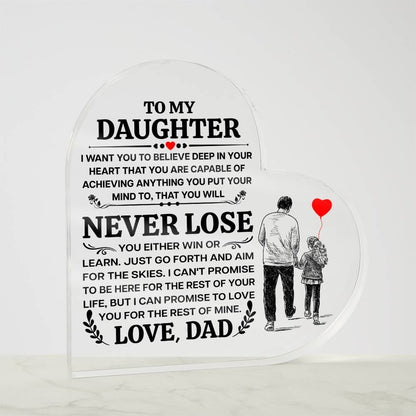TO MY DAUGHTER PROMISE HEART ACRYLIC PLAQUE