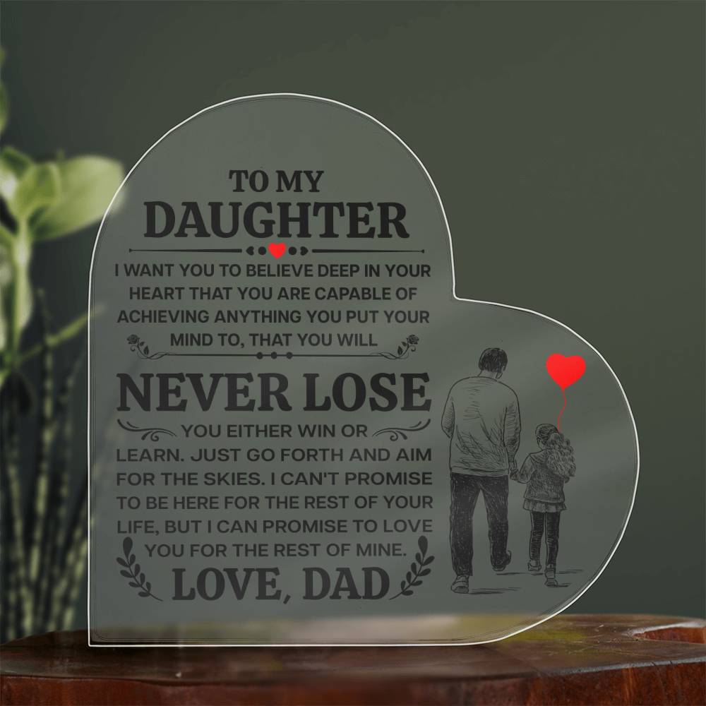 TO MY DAUGHTER PROMISE HEART ACRYLIC PLAQUE