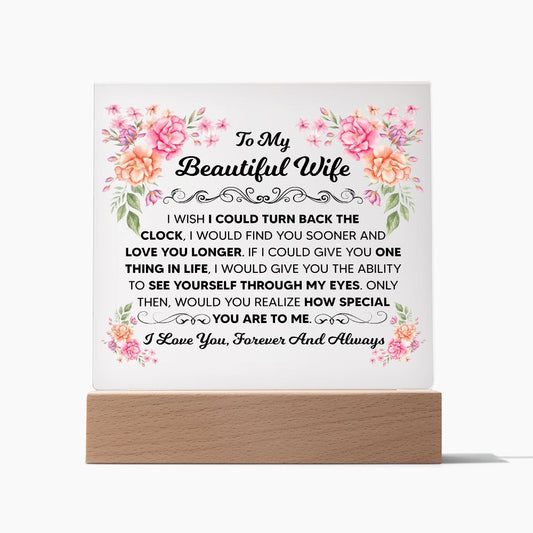 TO MY BEAUTIFUL WIFE SQUARE ACRYLIC PLAQUE