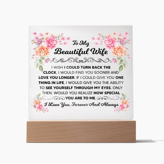 TO MY BEAUTIFUL WIFE SQUARE ACRYLIC PLAQUE 1