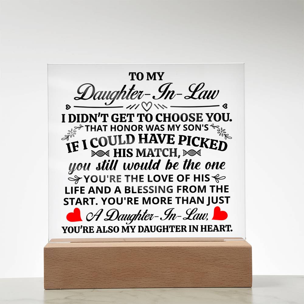 TO MY DAUGHTER IN LAW HONOR SQUARE ACRYLIC