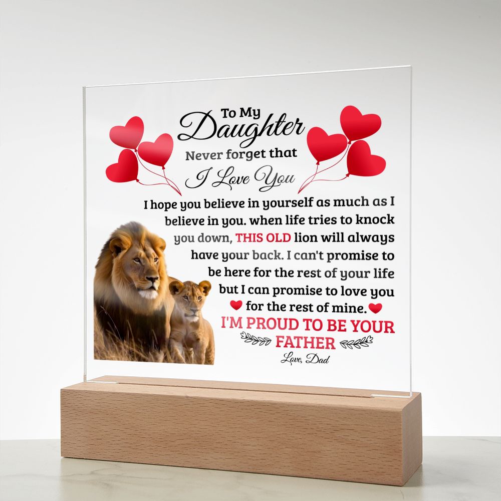 TO MY DAUGHTER OLD LION SQUEARE ACRYLIC PLAQUE