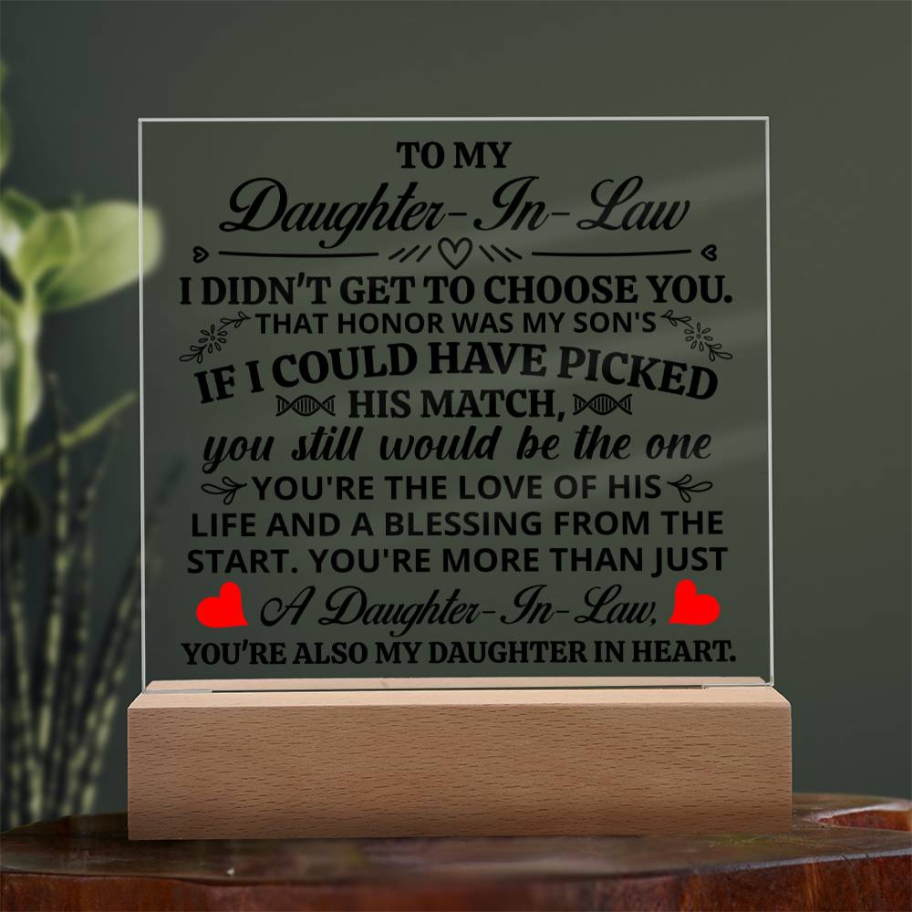 TO MY DAUGHTER IN LAW HONOR SQUARE ACRYLIC