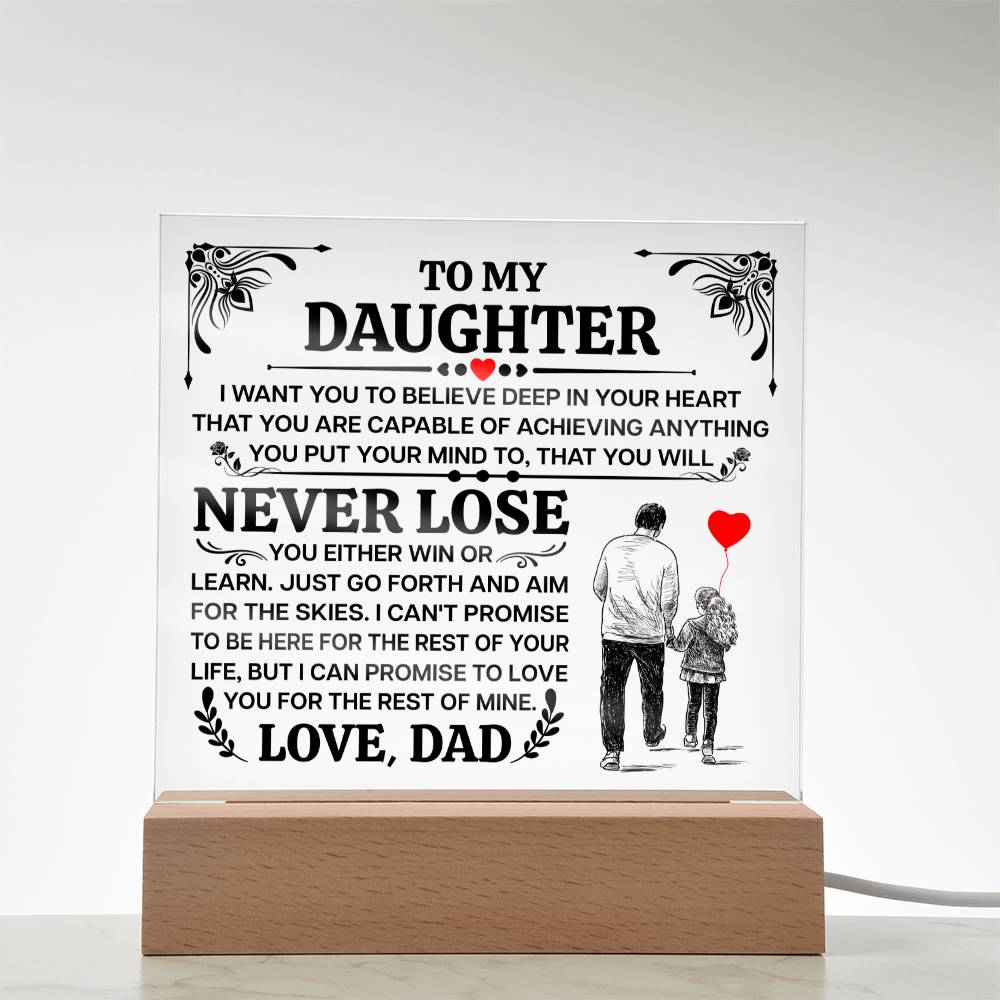 TO MY DAUGHTER PROMISE SQUARE ACRYLIC PLAQUE