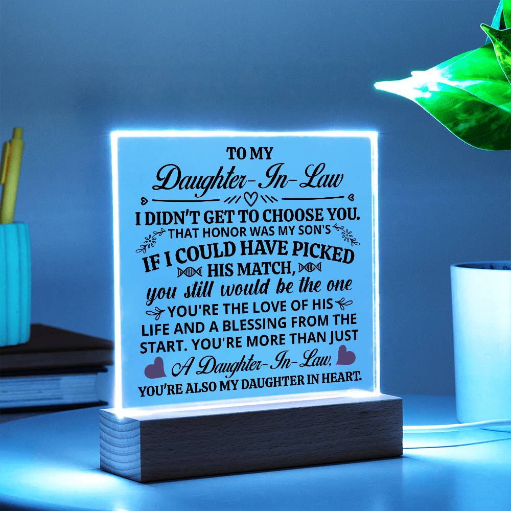 TO MY DAUGHTER IN LAW HONOR SQUARE ACRYLIC