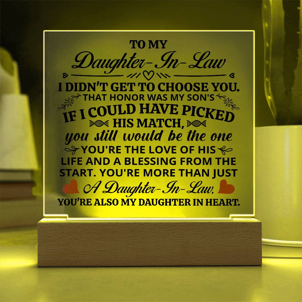 TO MY DAUGHTER IN LAW HONOR SQUARE ACRYLIC