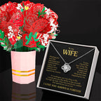 TO MY WIFE FALLING IN LOVE KNOT NECKLACE + FLOWER BOUQUET BUNDLE