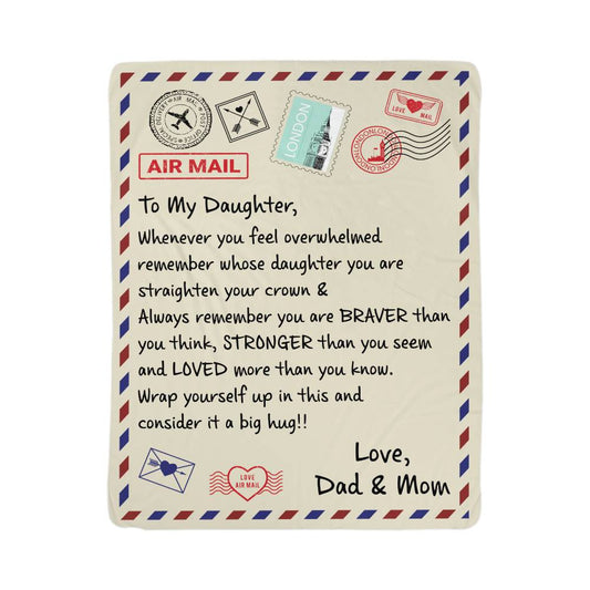 TO MY DAUGHTER LOVED FROM DAD & MOM SHERPA FLEECE BLANKET