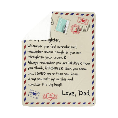 TO MY DAUGHTER STRONGER FROM DAD SHERPA FLEECE BLANNKET