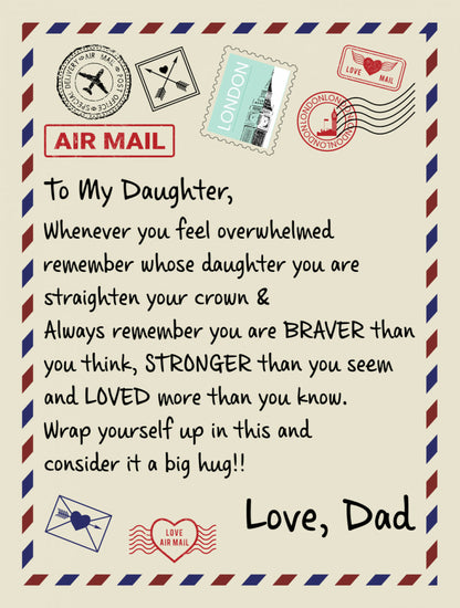 TO MY DAUGHTER STRONGER FROM DAD SHERPA FLEECE BLANNKET