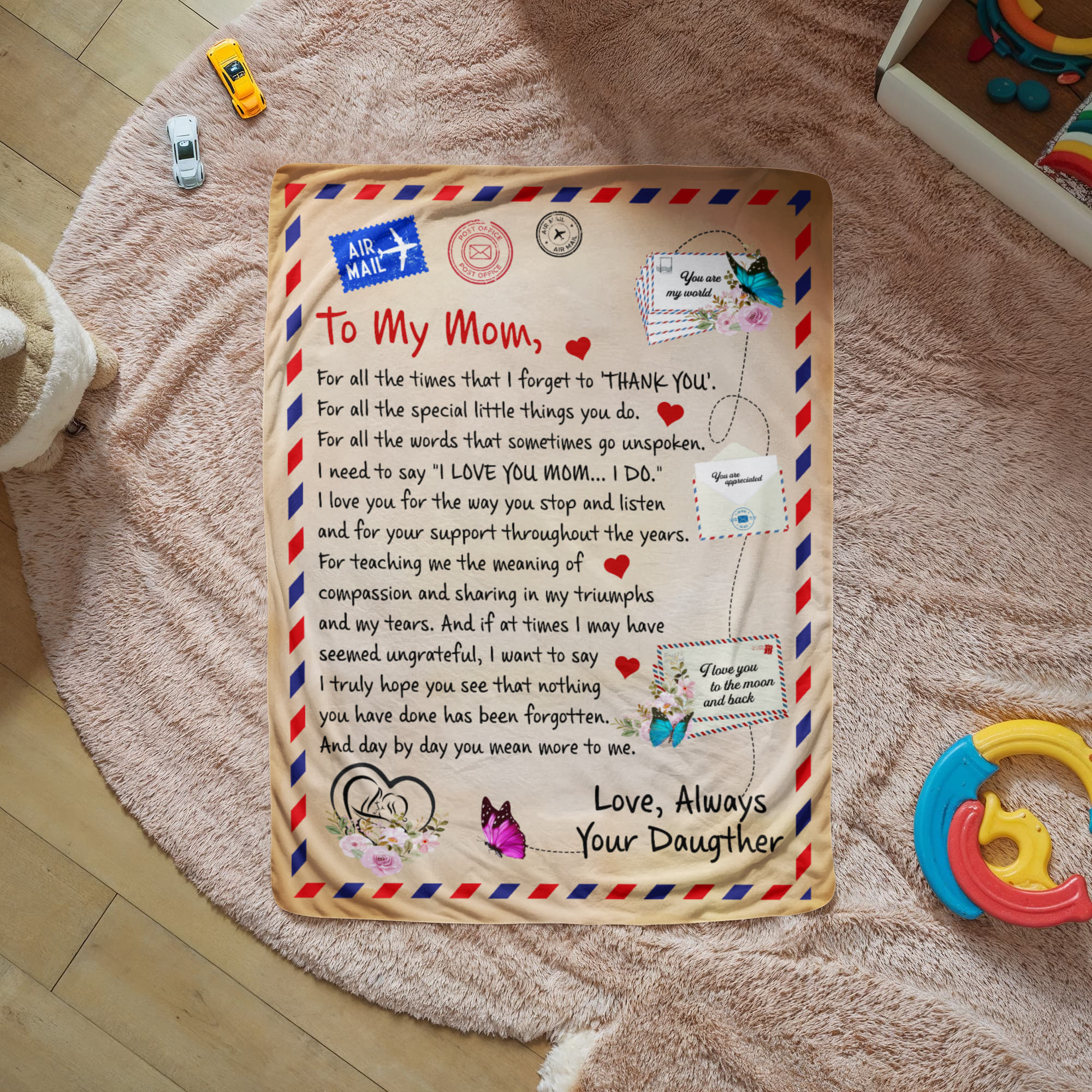 TO MY MOM THANK YOU SHERPA FLEECE BLANKET