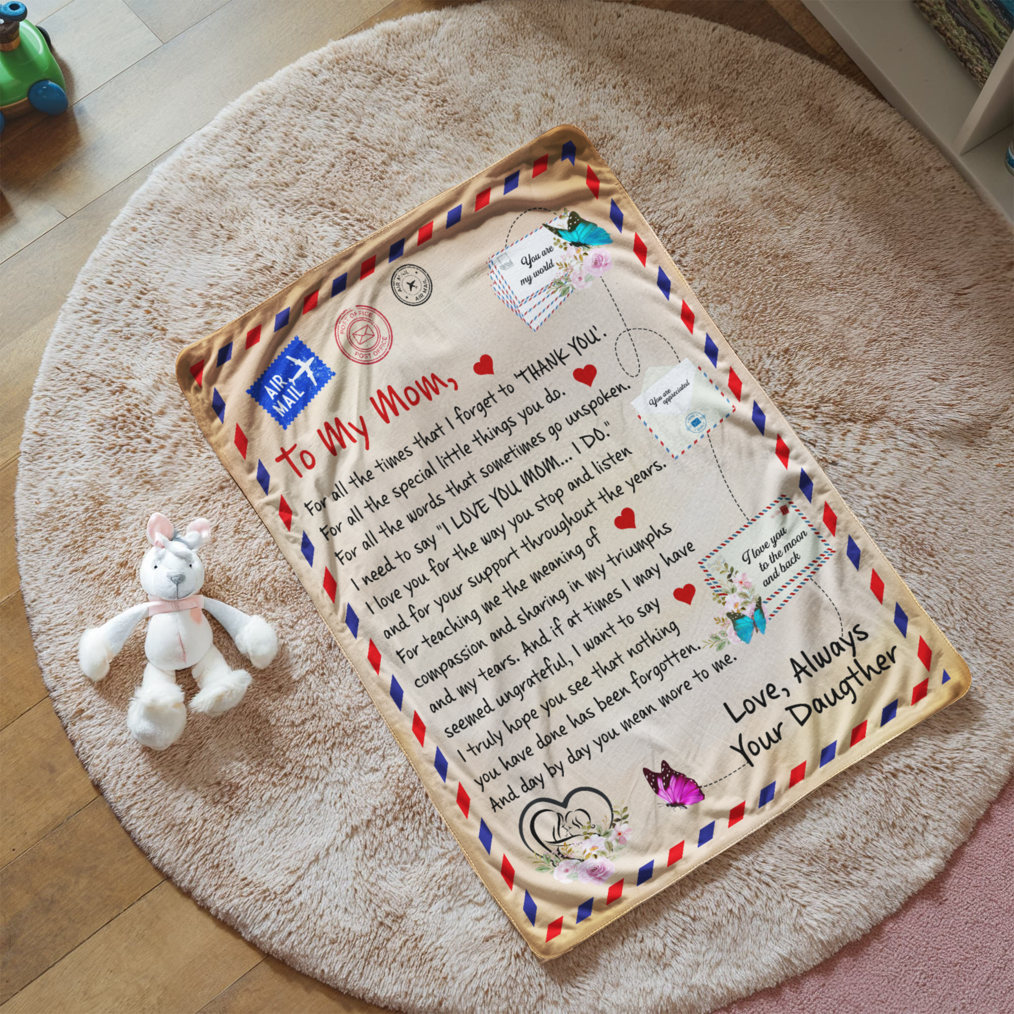 TO MY MOM THANK YOU SHERPA FLEECE BLANKET