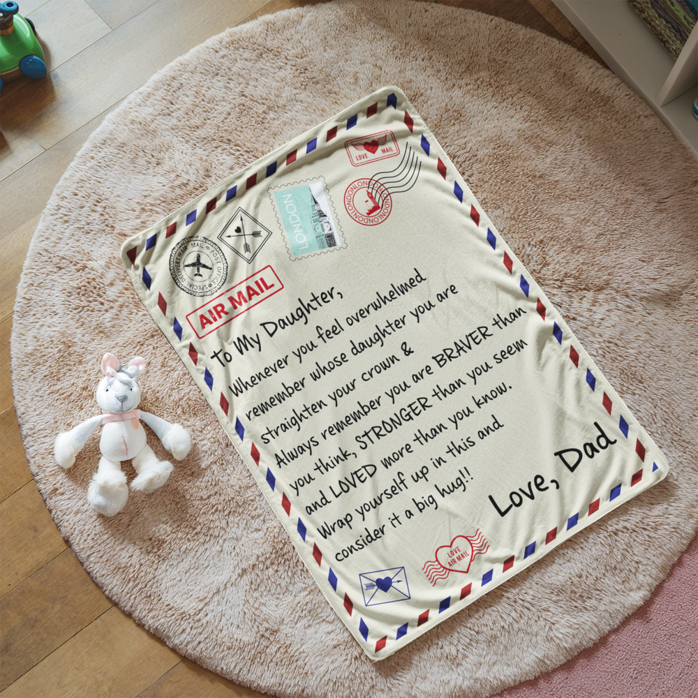 TO MY DAUGHTER STRONGER FROM DAD SHERPA FLEECE BLANNKET