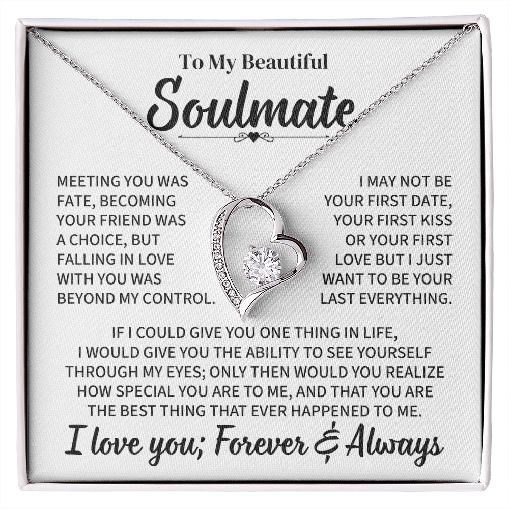 TO MY BEAUTIFUL SOULMATE THROUGH MY EYES FOREVER LOVE NECKLACE GIFT SET