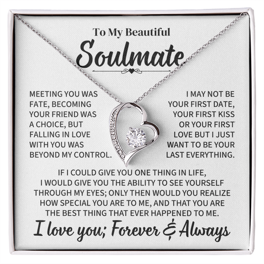 TO MY BEAUTIFUL SOULMATE THROUGH MY EYES FOREVER LOVE NECKLACE GIFT SET