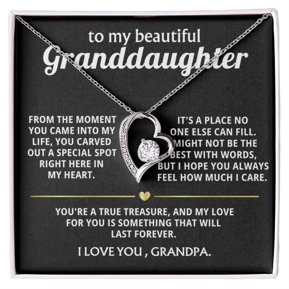 To My Wonderful Granddaughter, You carved a special spot in my heart.