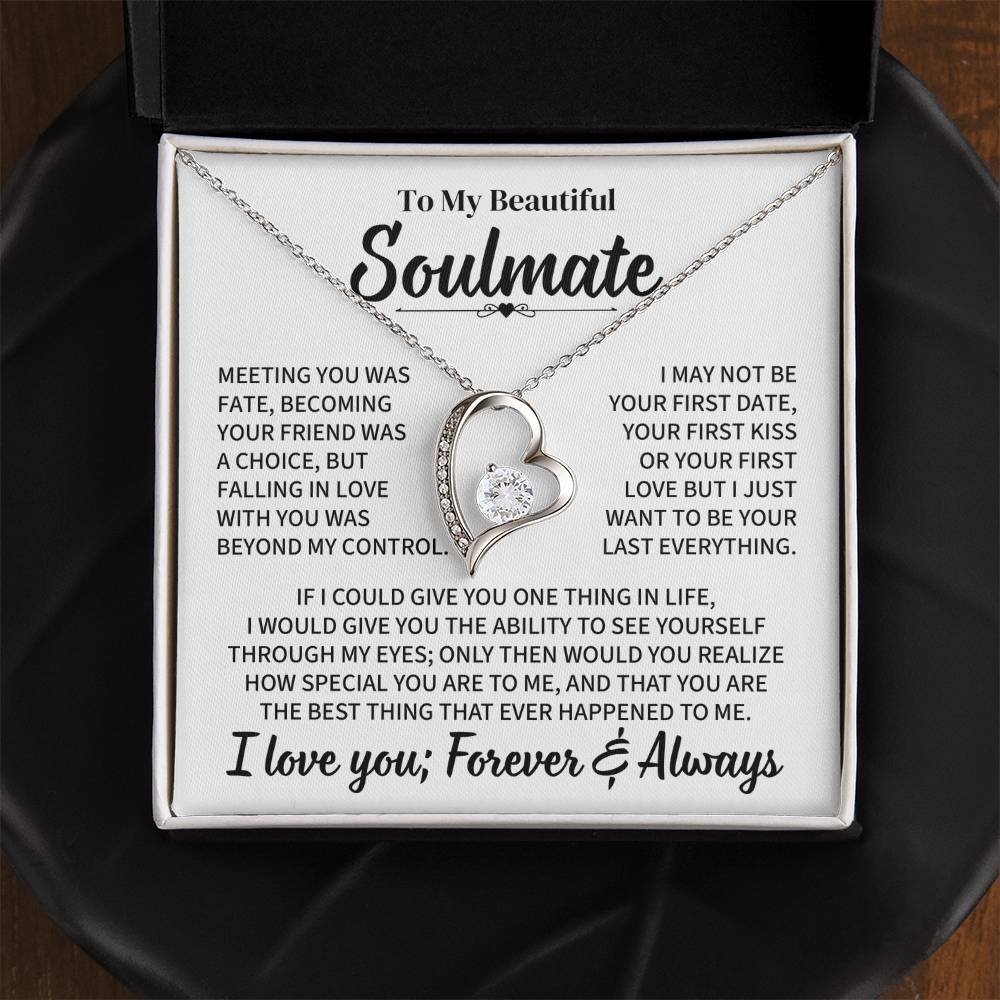 TO MY BEAUTIFUL SOULMATE THROUGH MY EYES FOREVER LOVE NECKLACE GIFT SET