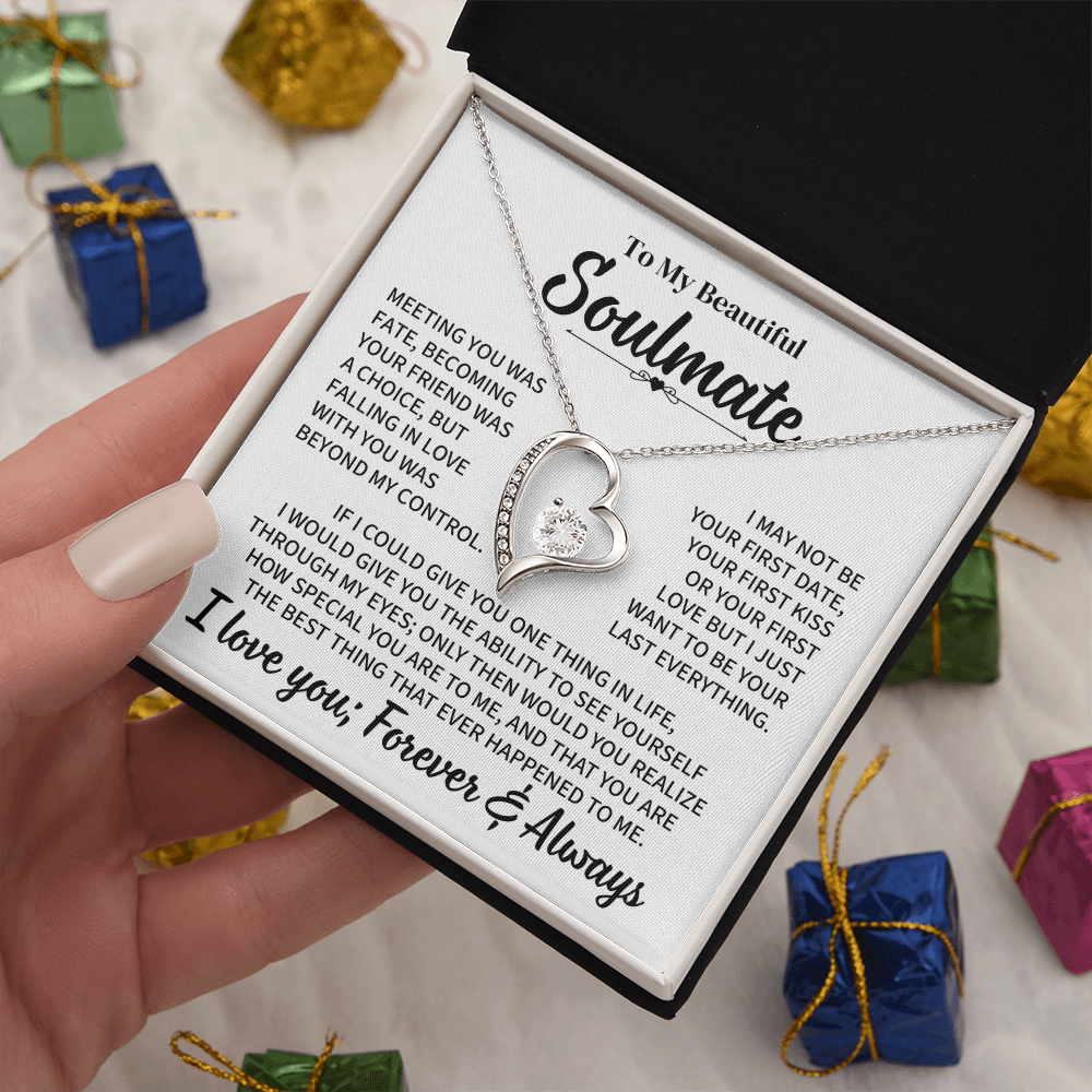TO MY BEAUTIFUL SOULMATE THROUGH MY EYES FOREVER LOVE NECKLACE GIFT SET