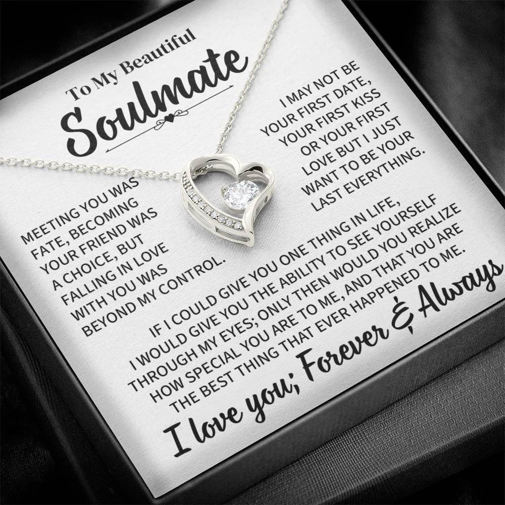 TO MY BEAUTIFUL SOULMATE THROUGH MY EYES FOREVER LOVE NECKLACE GIFT SET