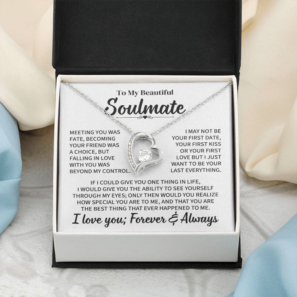 TO MY BEAUTIFUL SOULMATE THROUGH MY EYES FOREVER LOVE NECKLACE GIFT SET
