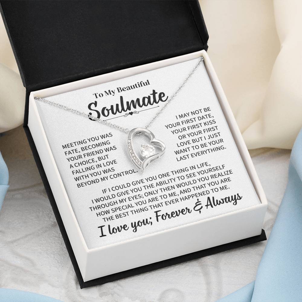 TO MY BEAUTIFUL SOULMATE THROUGH MY EYES FOREVER LOVE NECKLACE GIFT SET