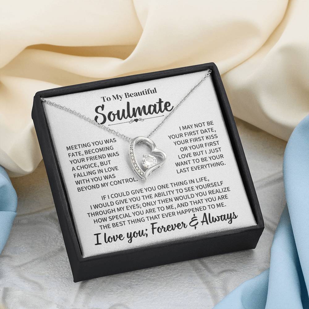 TO MY BEAUTIFUL SOULMATE THROUGH MY EYES FOREVER LOVE NECKLACE GIFT SET