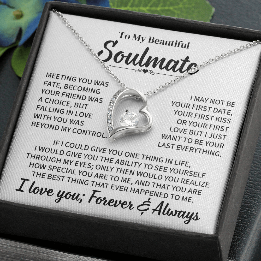 TO MY BEAUTIFUL SOULMATE THROUGH MY EYES FOREVER LOVE NECKLACE GIFT SET