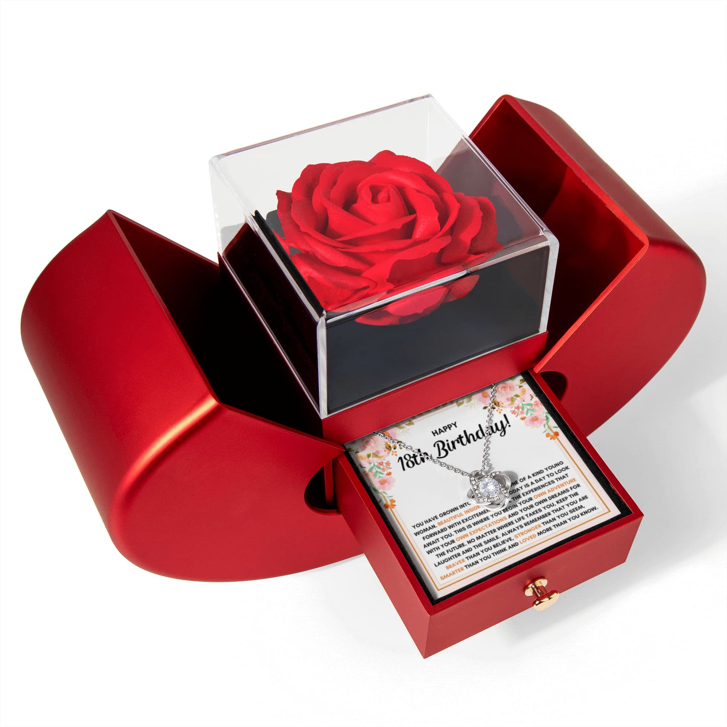 18TH BIRTHDAY DREAMS LOVE KNOT NECKLACE HEART BOX GIFT SET