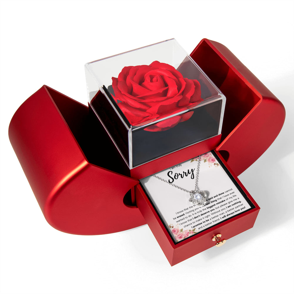 I'M SORRY MISTAKE LOVE KNOT NECKLACE HEART BOX GIFT SET