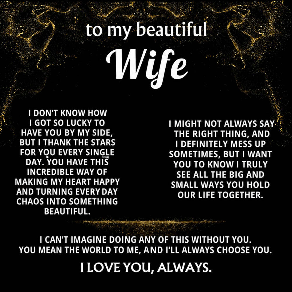 To My Wife, You mean the world to me.