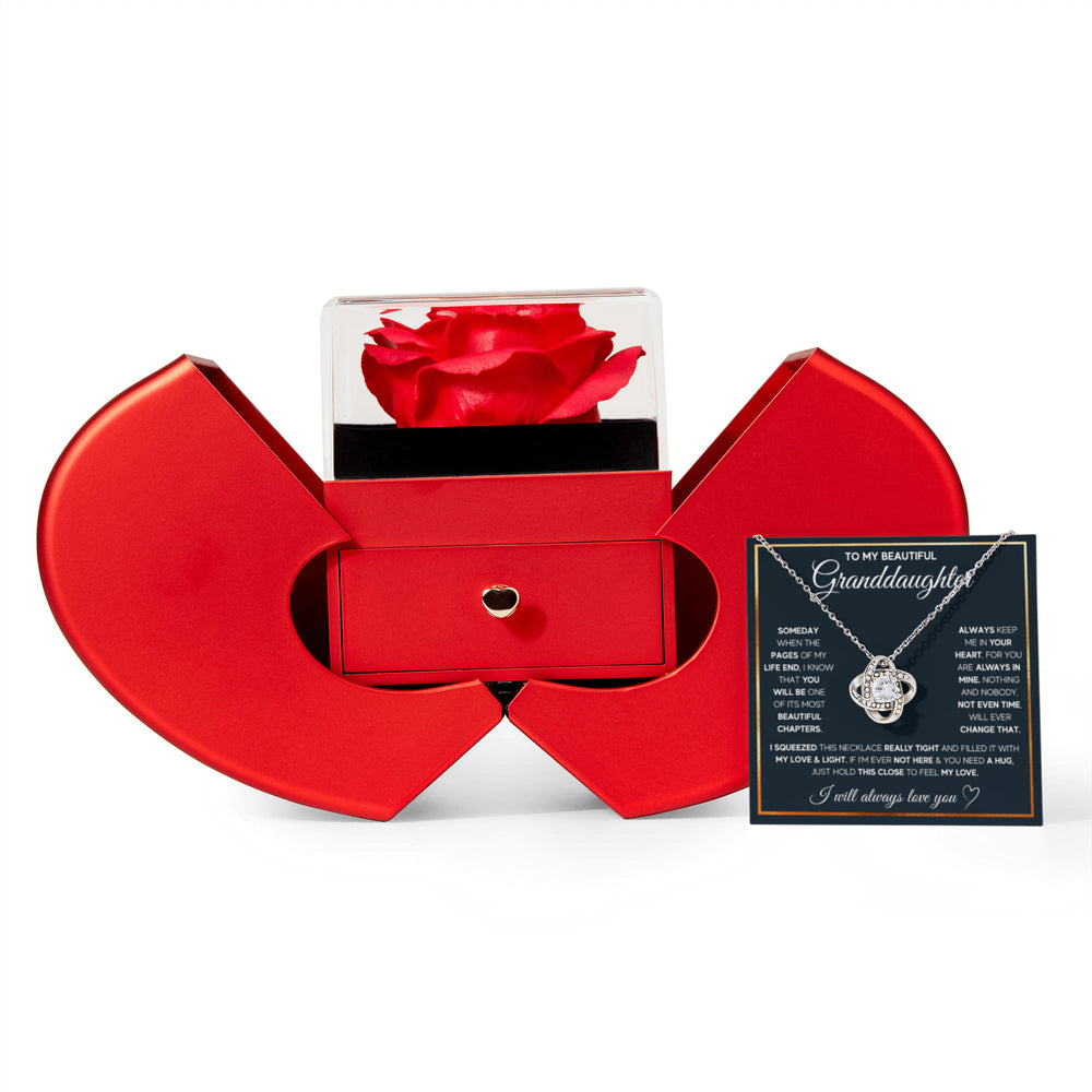 TO MY GRANDDAUGHTER SQUEEZED LOVE KNOT NECKLACE HEART BOX GIFT SET