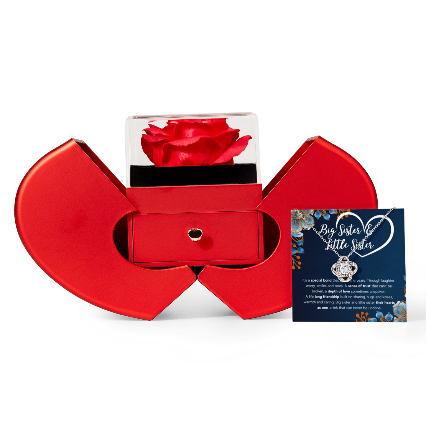 TO MY SISTER BOND KNOT NECKLACE HEART BOX GIFT SET