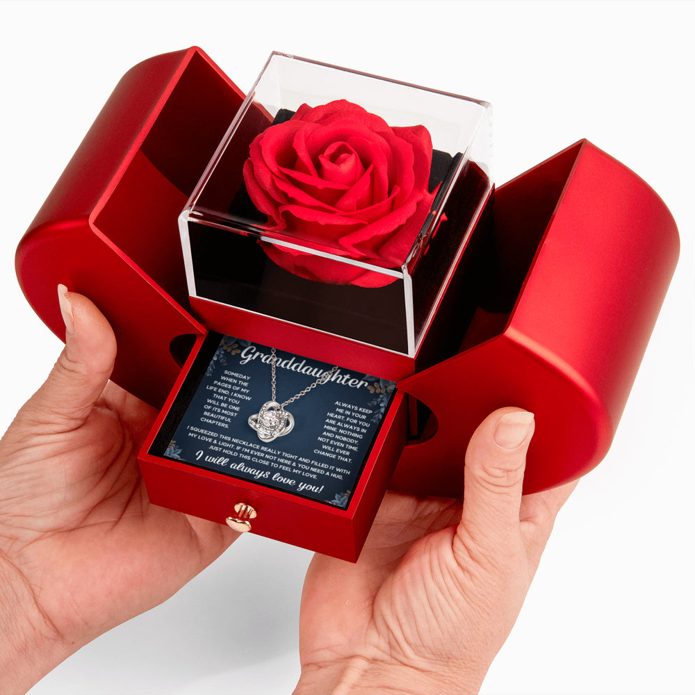 TO MY GRANDDAUGHTER SQUEEZED LOVE KNOT NECKLACE HEART BOX GIFT SET