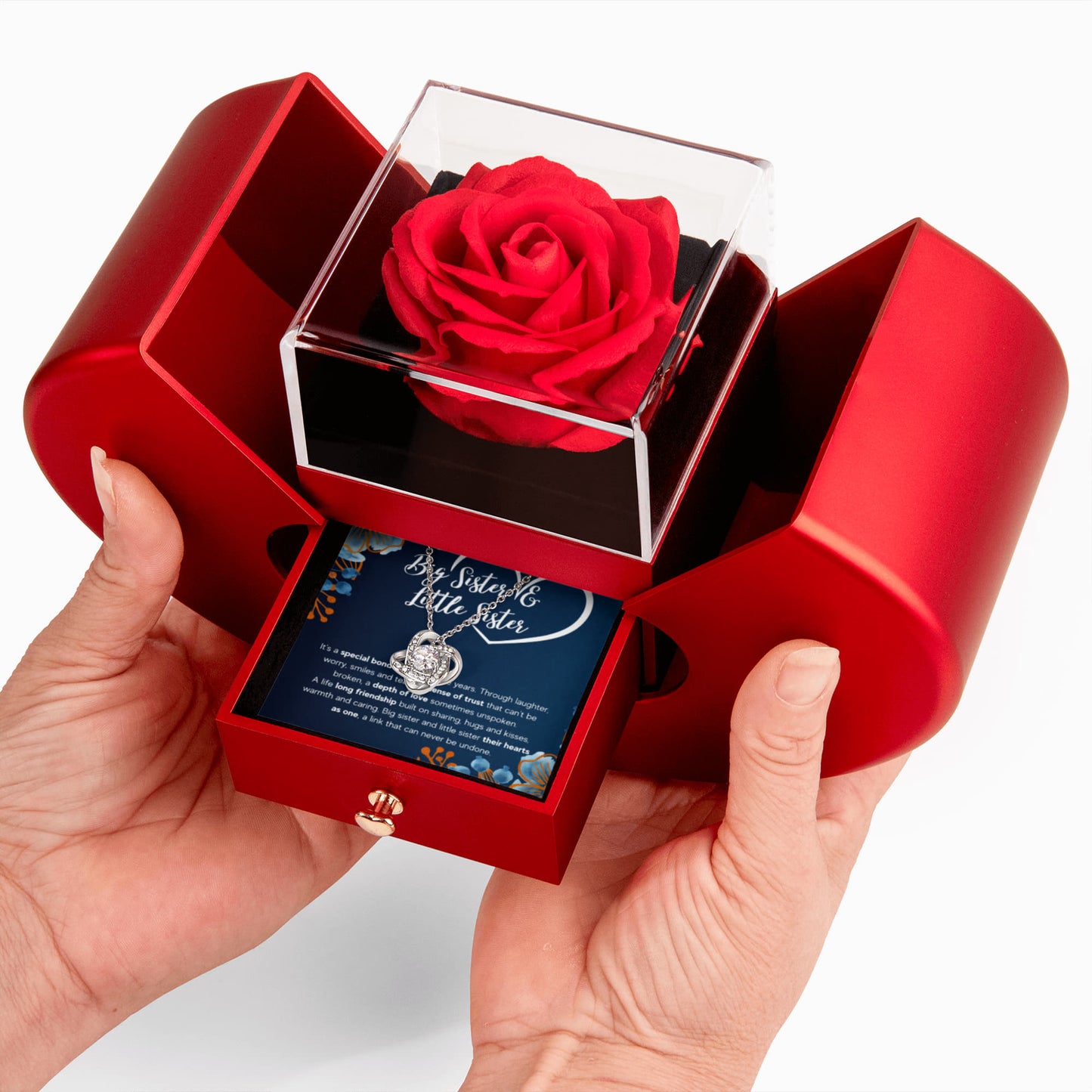 TO MY SISTER BOND KNOT NECKLACE HEART BOX GIFT SET