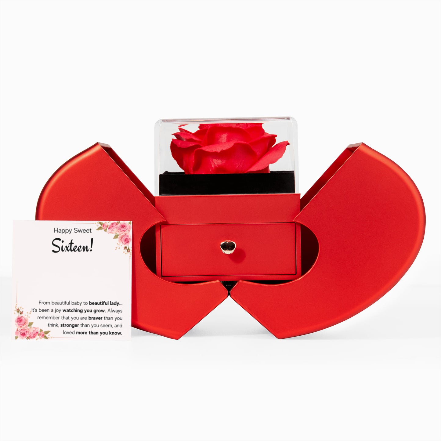 HAPPY SWEET SIXTEEN JOY LOVE KNOT NECKLACE HEART BOX GIFT SET