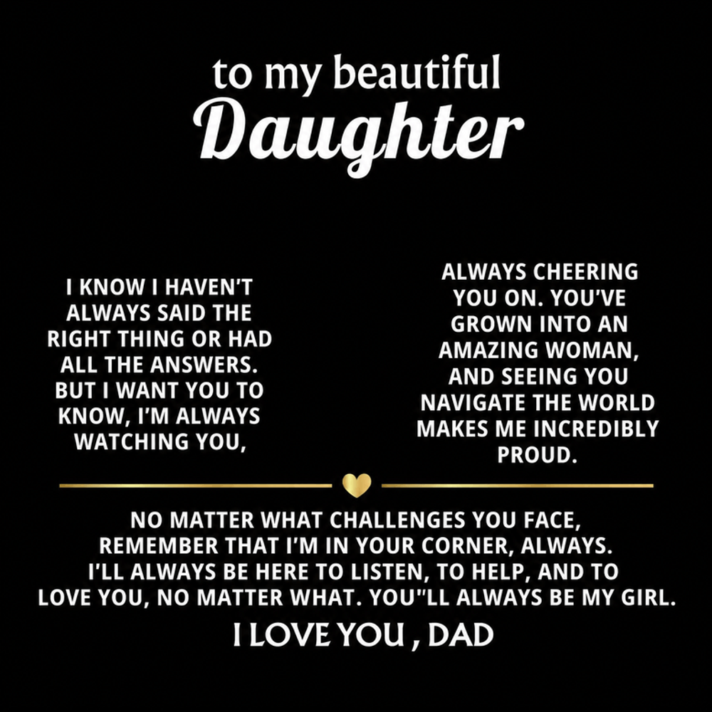 To My Beautiful Daughter, I'm always in your corner, my girl.